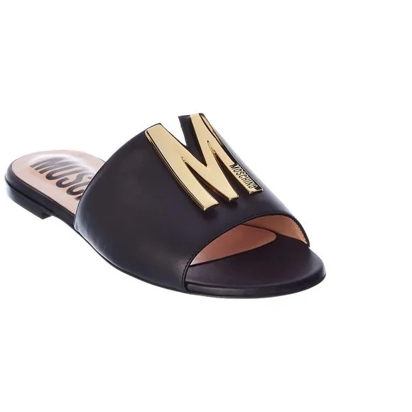 【関税込み】Moschino タン&ブラック レオパード ロゴ ミュール Moschino | Shoes | Moschino Logo Leather Sandal | Poshmark